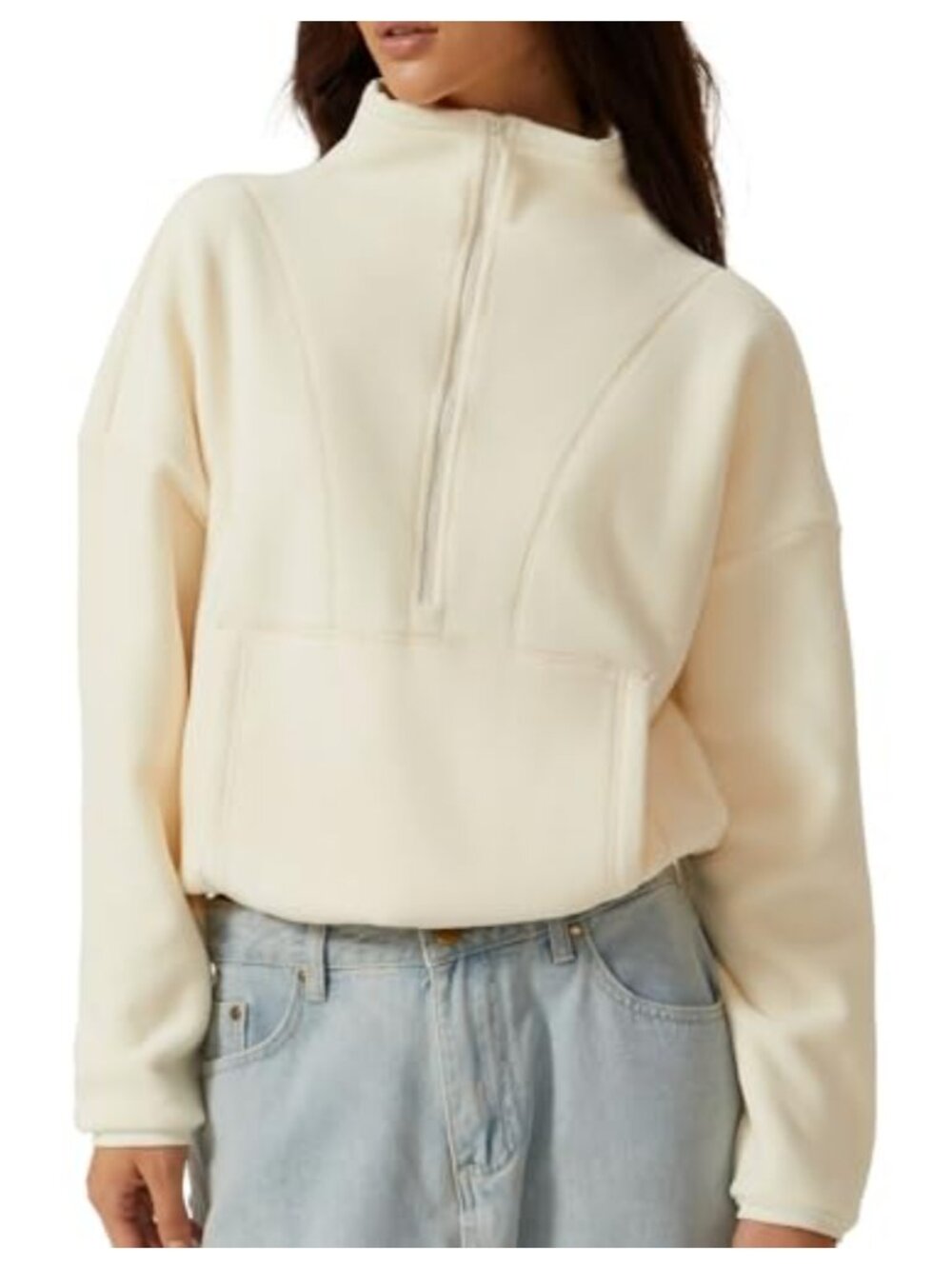 QINSEN Half Zip Fleece Sweatshirt Mock Neck Sherpa Pullover Winter